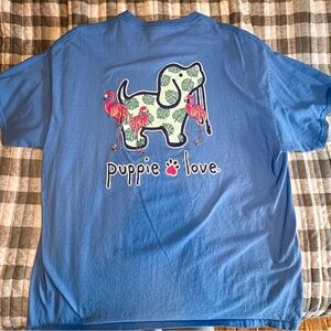 Puppie Love Blue Flamingo T-Shirt